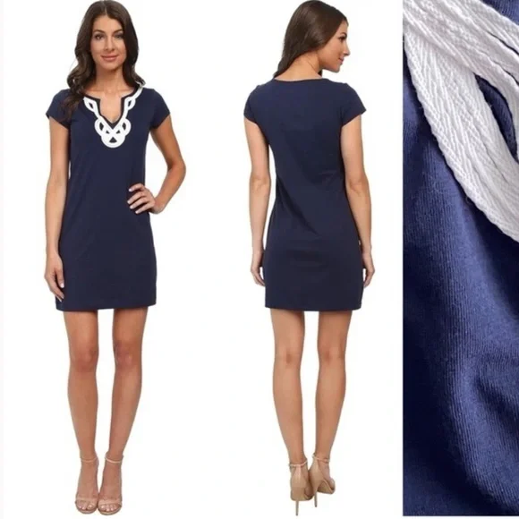 Lilly Pulitzer | Women’s ‘True Navy’ Pima Cotton Brewster Tee Shirt Dress Size L - Picture 2 of 16